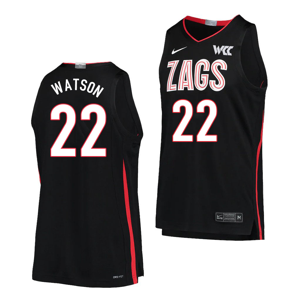 Men #22 Anton Watson Gonzaga Bulldogs College Basketball Jerseys Sale-Black - Click Image to Close
